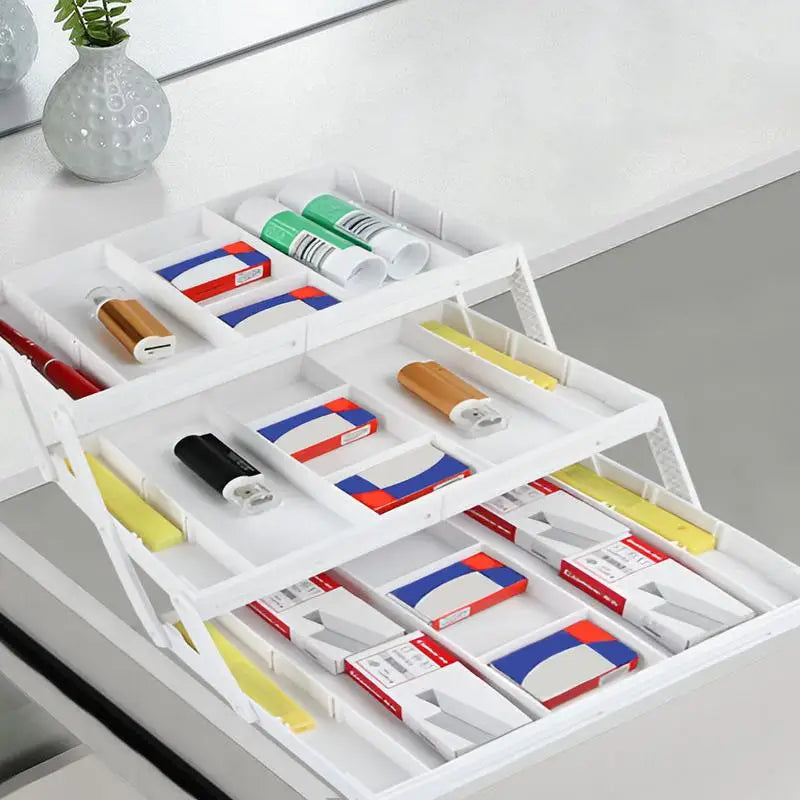 2/3 Tier Drawer Organizer Multi Level C-ollapsible Expandable Desk Organizer Trays For Office Supplies Kitchen Gadgets Utensils